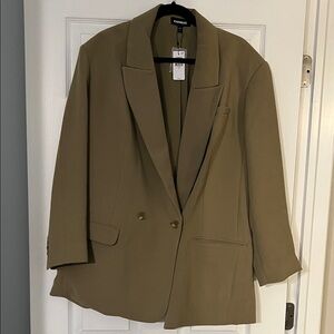 Express Olive Double-Breasted Blazer